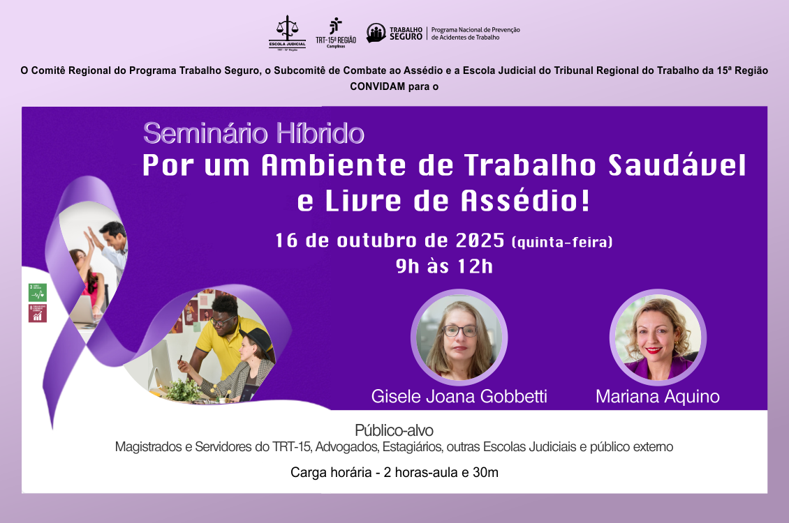 No momento você está vendo Estão abertas as inscrições para o seminário sobre assédio no trabalho e saúde no ambiente laboral
