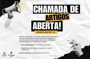 Leia mais sobre o artigo Escola Judicial abre chamada de artigos para a 68ª edição da Revista do TRT-15
