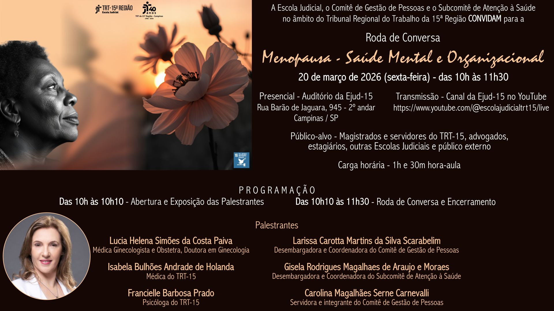 No momento você está vendo TRT-15 promove roda de conversa sobre menopausa, saúde mental e organizacional
